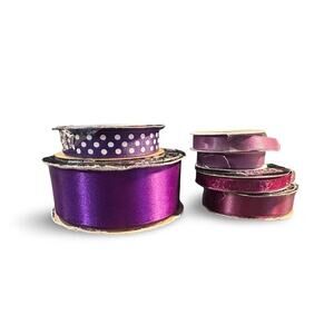 Purple Ribbon Lot – Satin & Grosgrain – 6 Roll Assortment